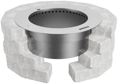 Breeo Zentro Stainless Steel Fire Pit Insert - Smokeless Firepit Ring Insert for Outdoor Fire Pit - for Outside Block, Stone, & Concrete Backyard Firepit Surrounds - Lid Included - Round 24"