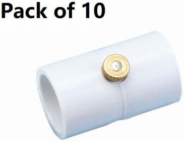 1/2 Inch PVC Coupling with Brass Mist Nozzle PVC Splitter with Brass Misting System Nozzles (Pack of 10)