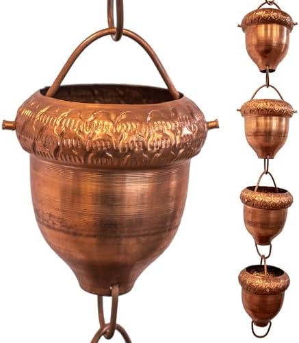 Nutshell Stores Acorn Cups Rain Chain - Copper - 10 Feet