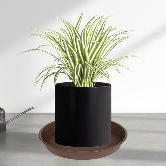 6 Pack Plant Saucer Tray, 4 5 6 8 10 12 13 15 17 19 inch Plant Saucers, Heavy Duty Plastic Plant Drip Trays for Indoors, Flower Plant Water Tray, Plant Trays for Pots Base (6 inch, Chocolate)