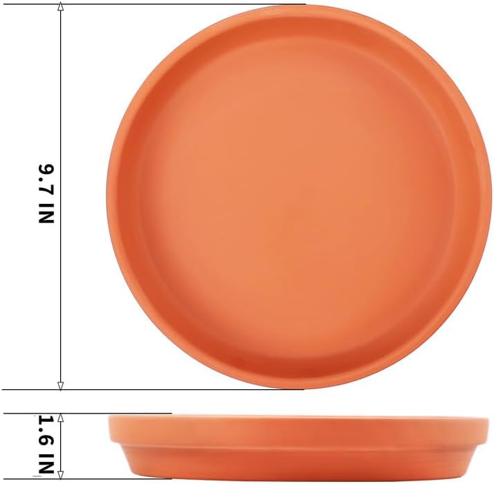 Fcacti 10 inch Large Terra Cotta Plant Saucers, Round Pot Drip Trays,Durable Thicker Clay Plant Tray Flower Pot Saucers for Outdoors Indoors Flower Pots and Planters,Pack of 3