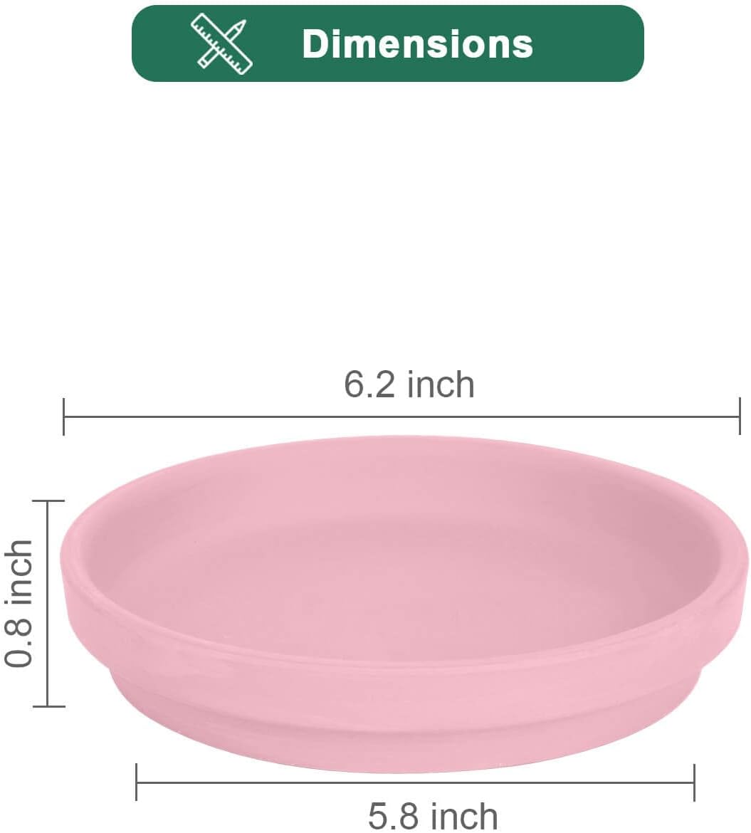 vensovo 6 Inch Peach Pink Terracotta Plant Saucer Pots Tray - 6 Pcs Round Planter Saucers for Indoor & Outdoor Plants, Small Clay Trays Perfect for 5 Inch 5.5 Inch 6 Inch Flower Pot
