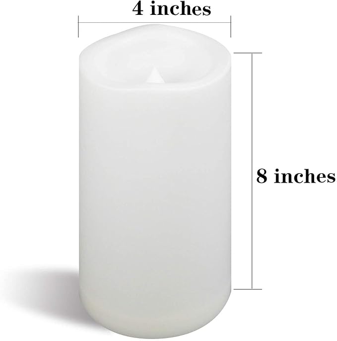 CANDLE CHOICE Waterproof Outdoor Battery Operated Flameless Candles with Timer Large Plastic Resin Bright Flickering Electric LED Pillars Lantern Garden Wedding Christmas Decorations 4”(D)x8”(H) 2 PCS