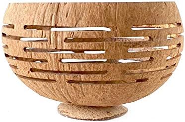 Horizons Coconut Planter w/ Drainage Hole- Perfect for Succulents, Flowers, Small Plants, Indoor & Outdoor Gardens- Handcarved by Artisans, Eco-Friendly & Sustainable