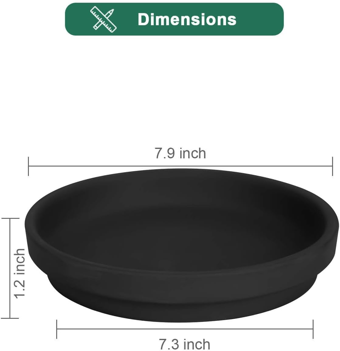 vensovo 8 Inch Black Terracotta Plant Saucer Pots Tray - 4 Pcs Round Planter Saucers for Indoor & Outdoor Plants, Large Clay Trays Perfect for 7 Inch 7.5 Inch 8 Inch Flower Pot