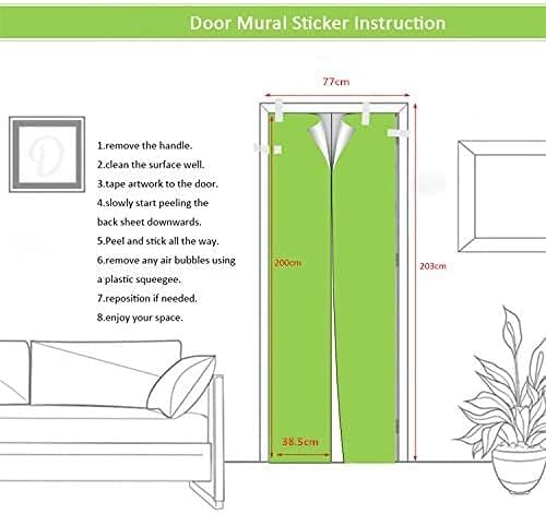 3D Door Wallpaper Self-Adhesive Door Poster - Beach Street - Door Film Photo Wallpaper Premium PVC Waterproof Door Sticker Wall Sticker for Bedroom Living Room Door Decoration Stickers 88 x 200 cm