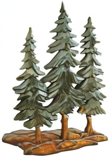 BLACK FOREST DECOR Pine Trees Wood Carving Wall Art