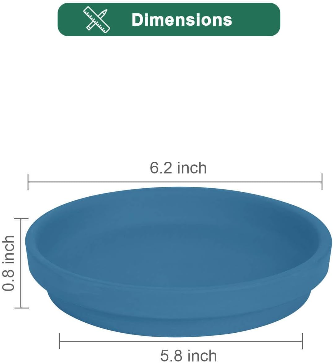vensovo 6 Inch Steel Blue Terracotta Plant Saucer Pots Tray - 6 Pcs Round Planter Saucers for Indoor & Outdoor Plants, Small Clay Trays Perfect for 5 Inch 5.5 Inch 6 Inch Flower Pot