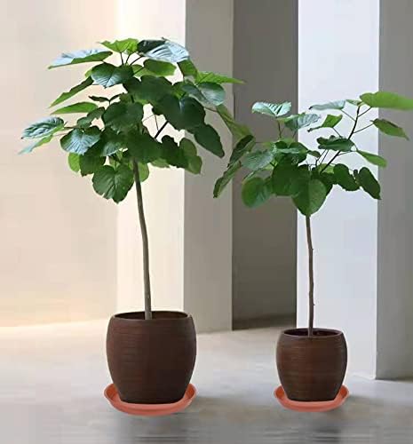 4 Pack of 13 inch Plant Saucer, Heavy Duty Plastic Plant Saucer 13" Round, Plant Tray for Pots, Flower Plant Saucers for Indoors, Plant Trays for Planter 11"/12"/13" (13", Terracotta)