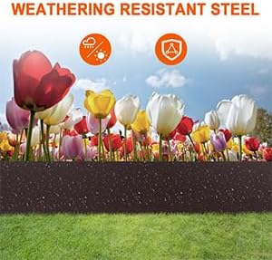 5 Pack Steel Landscape Edging,Metal Landscape Edging 40 Inch Strips, Metal Garden Edging 8 inch Depth, Steel Edging for Landscaping