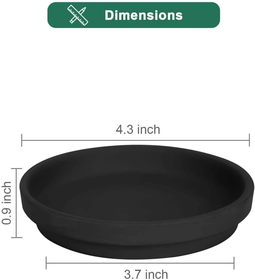 vensovo 4 Inch Black Terracotta Plant Saucer Pots Tray - 6 Pcs Round Planter Saucers for Indoor & Outdoor Plants, Small Clay Trays Perfect for 3 Inch 3.5 Inch 4 Inch Flower Pot