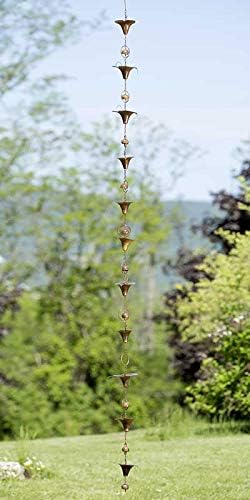 Ancient Graffiti Calla Lilies and Bells Rain Chains, Flamed Copper Colored, Set of 2 (2)