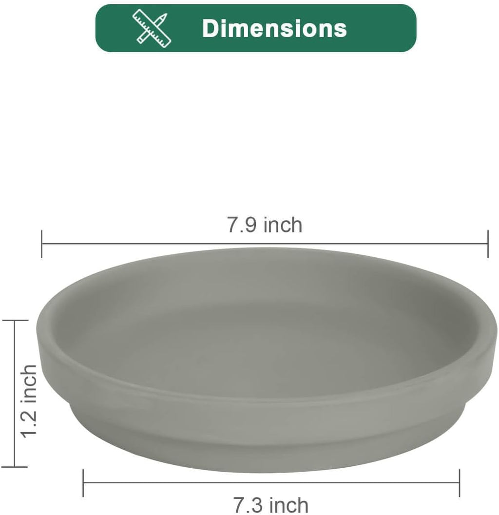 vensovo 8 Inch Grey Terracotta Plant Saucer Pots Tray - 4 Pcs Round Planter Saucers for Indoor & Outdoor Plants, Large Clay Trays Perfect for 7 Inch 7.5 Inch 8 Inch Flower Pot
