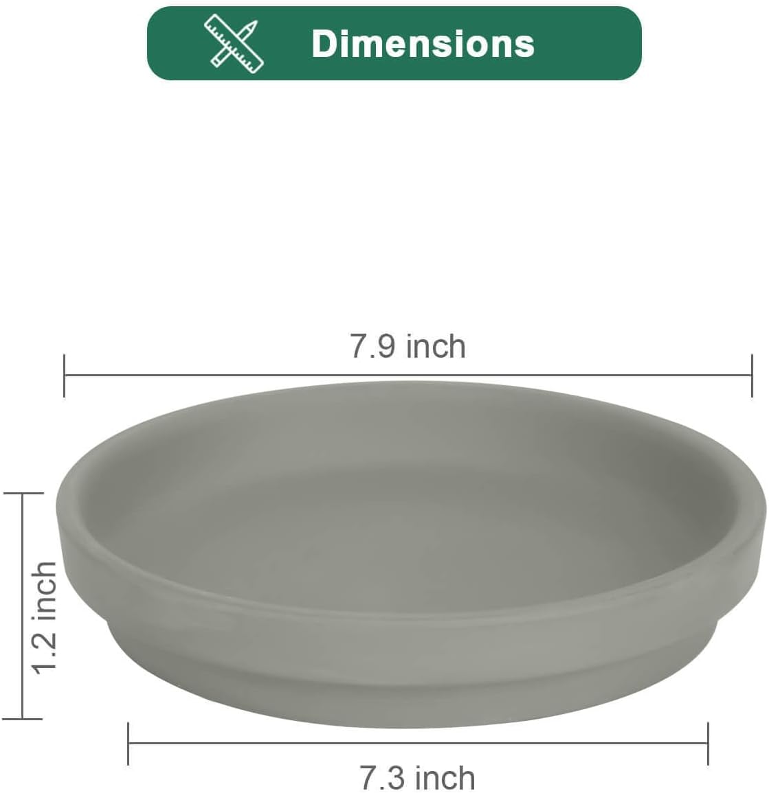 vensovo 8 Inch Grey Terracotta Plant Saucer Pots Tray - 4 Pcs Round Planter Saucers for Indoor & Outdoor Plants, Large Clay Trays Perfect for 7 Inch 7.5 Inch 8 Inch Flower Pot