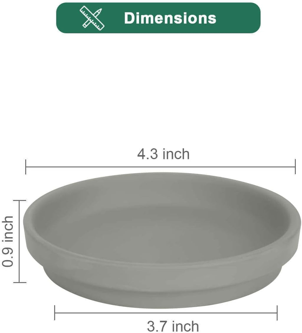 vensovo 4 Inch Grey Terracotta Pot Plant Saucer - 6 pcs Round Plant Pot Saucers, Clay Plant Trays Perfect for 3 Inch 3.5 Inch 4 Inch Flower Pot with Drainage Hole and Great for Indoor or Outdoor