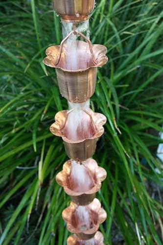 Nutshell Stores Flower Cups Rain Chain - Copper - 14 Feet