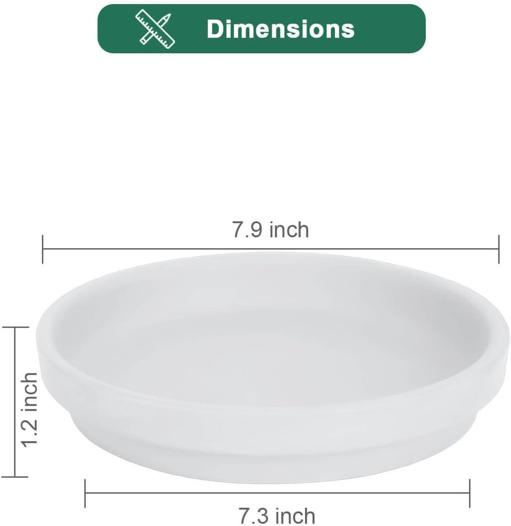 vensovo 8 Inch White Terracotta Plant Saucer Pots Tray - 4 Pcs Round Planter Saucers for Indoor & Outdoor Plants, Large Clay Trays Perfect for 7 Inch 7.5 Inch 8 Inch Flower Pot