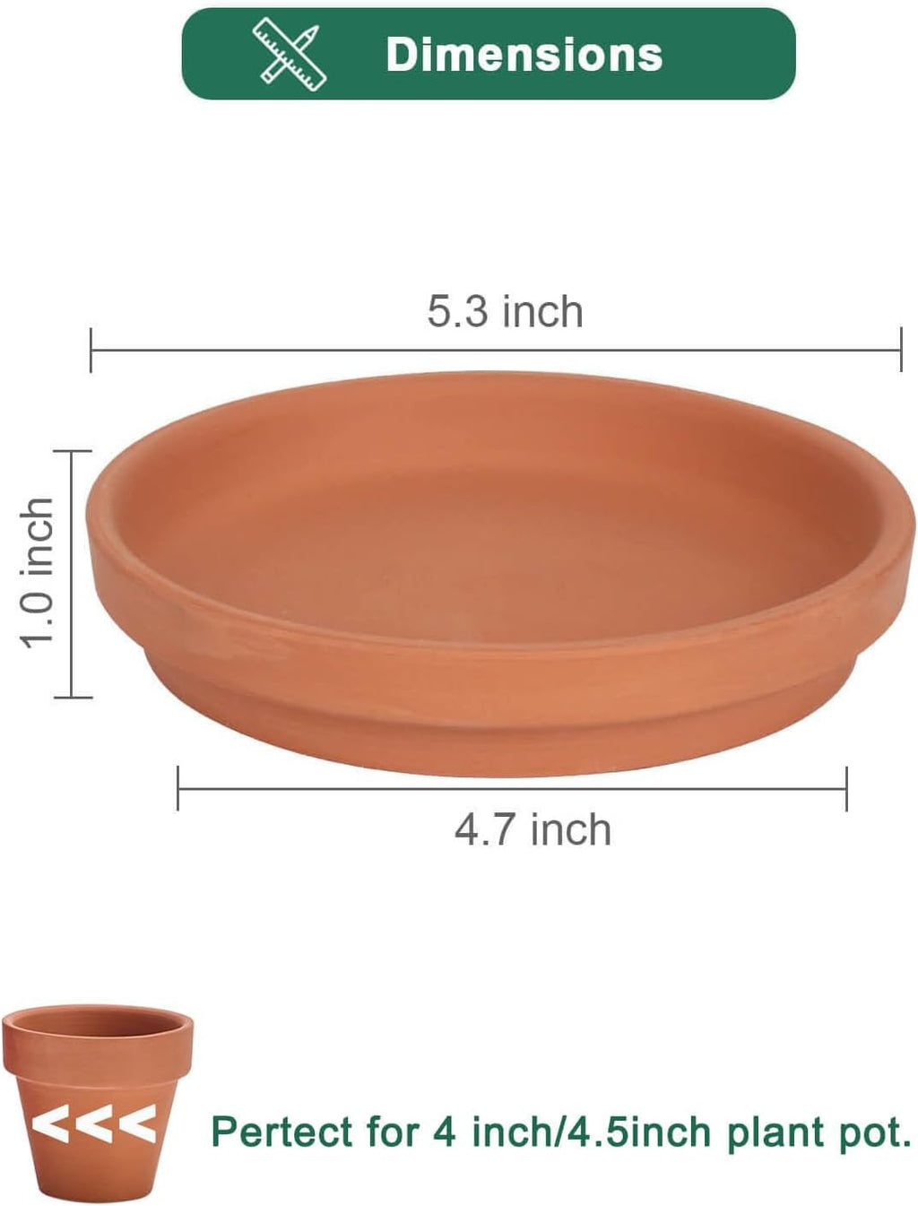 vensovo 5 Inch Terracotta Plant Saucer Pots Tray - 6 Pcs Round Planter Saucers for Indoor & Outdoor Plants, Small Clay Trays Perfect for 4 Inch 4.5 Inch 5 Inch Flower Pot