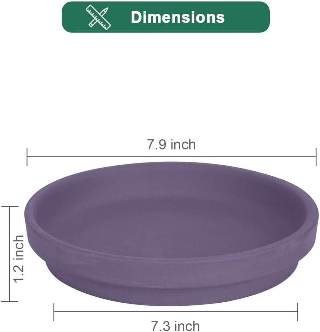 vensovo 8 Inch Purple Terracotta Plant Saucer Pots Tray - 4 Pcs Round Planter Saucers for Indoor & Outdoor Plants, Large Clay Trays Perfect for 7 Inch 7.5 Inch 8 Inch Flower Pot