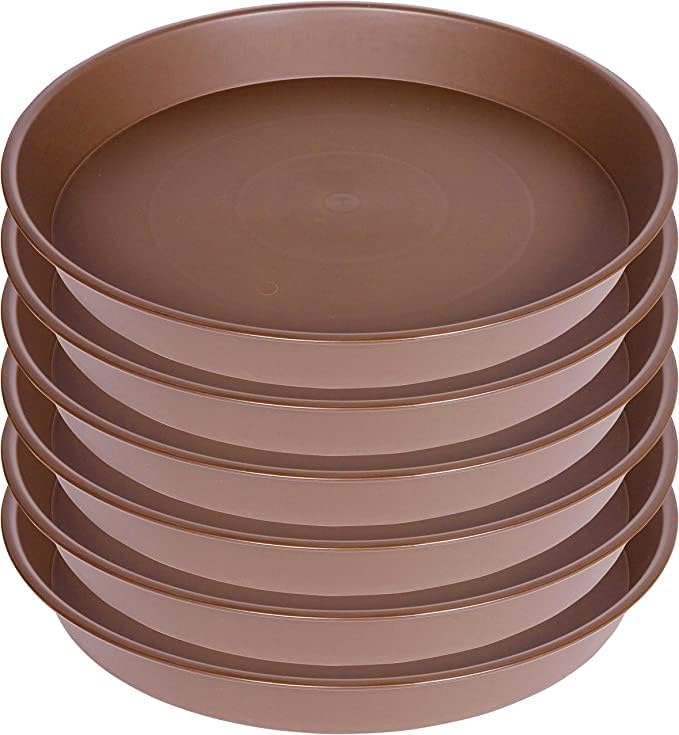6 Pack Plant Saucer Tray, 4 5 6 8 10 12 13 15 17 19 inch Plant Saucers, Heavy Duty Plastic Plant Drip Trays for Indoors, Flower Plant Water Tray, Plant Trays for Pots Base (6 inch, Chocolate)