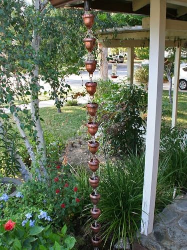Nutshell Stores Acorn Cups Rain Chain - Copper - 15 Feet