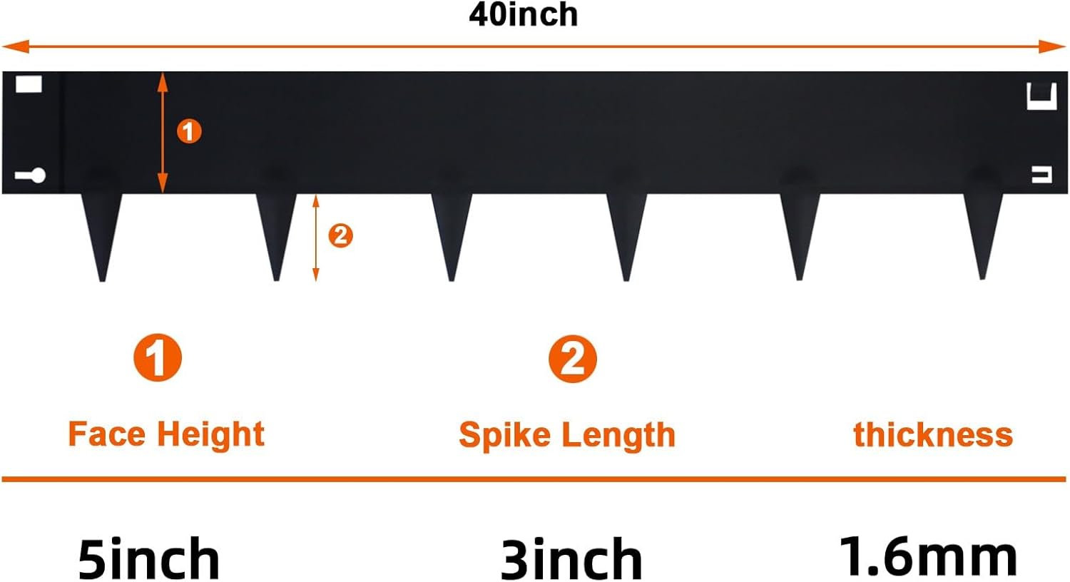 5 Pack Steel Landscape Edging,Metal Landscape Edging 40 Inch Strips, Metal Garden Edging 8 inch Depth, Steel Edging for Landscaping