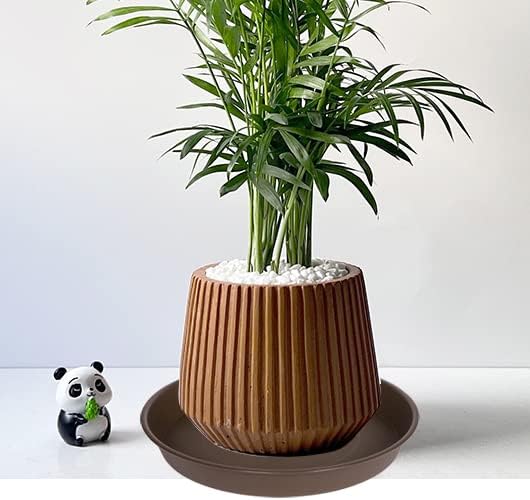 6 Pack Plant Saucer Tray, 4 5 6 8 10 12 13 15 17 19 inch Plant Saucers, Heavy Duty Plastic Plant Drip Trays for Indoors, Flower Plant Water Tray, Plant Trays for Pots Base (6 inch, Chocolate)