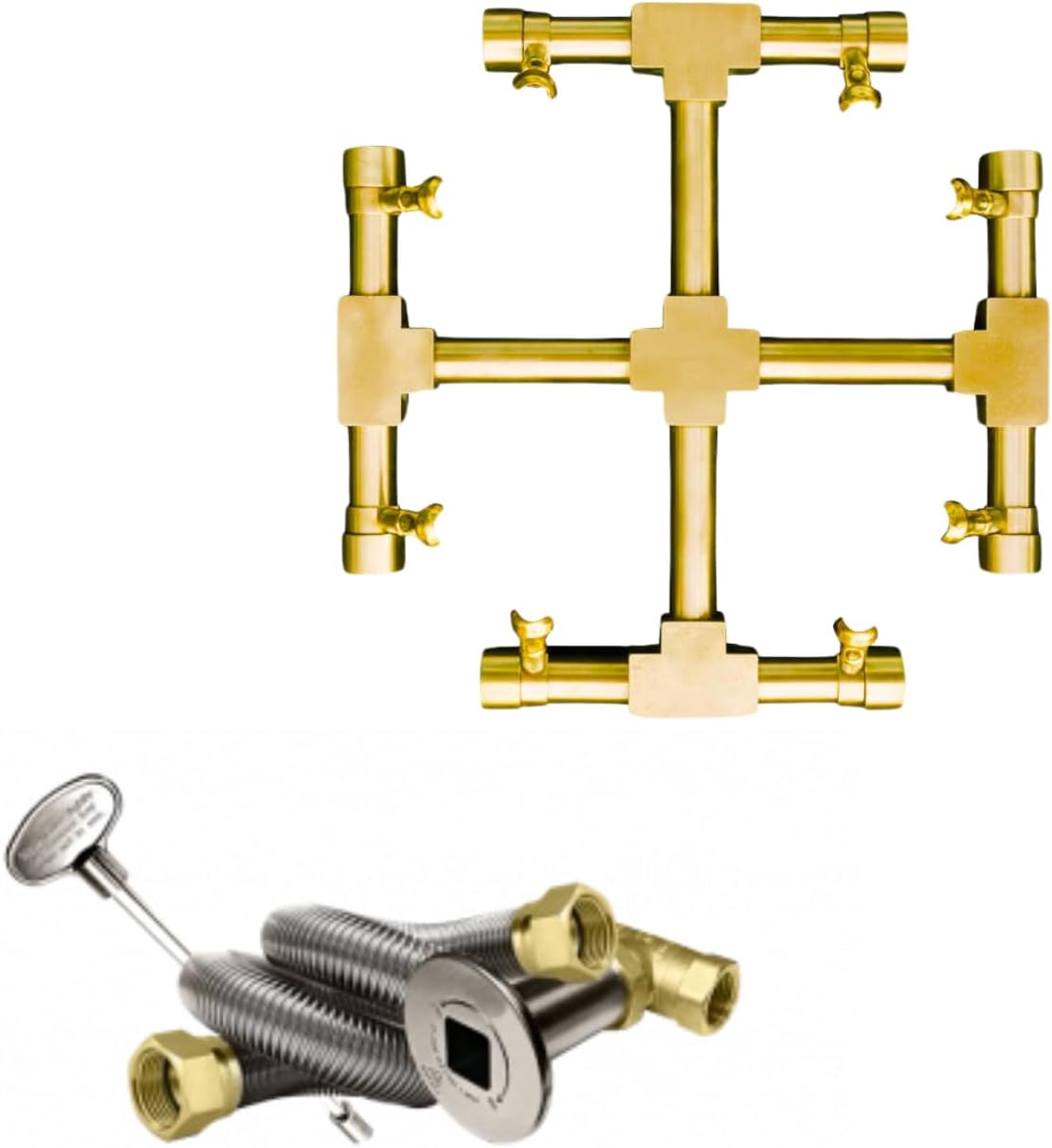 11" Inch Brass Jet Burner for Round & Square Fire Pit - Natural Gas or Propane Fire Pit Fireplace - Premium Fire Pit Burner for Outdoor (11" Inch, Propane)