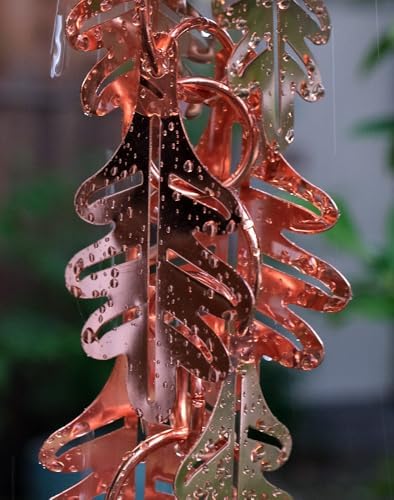 Nutshell Stores Falling Leaves Copper Plated Rain Chain - Copper - 8 Feet