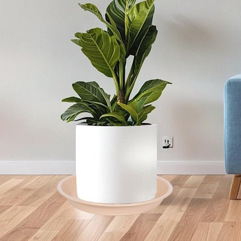 Plant Saucer Pot Tray 10 inch, 2 Packs Plastic Flower Planter Saucers and Drip Trays for Indoors Outdoors, Heavy Durable Plant Plate Water Catcher (Beige)