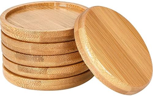 Frienda Trays 2.52 Inch Bamboo Round Plant Saucer for Most Plant Pot Flower Saucers Tray, Solution for Owl Pot with Hole(6 Pack)