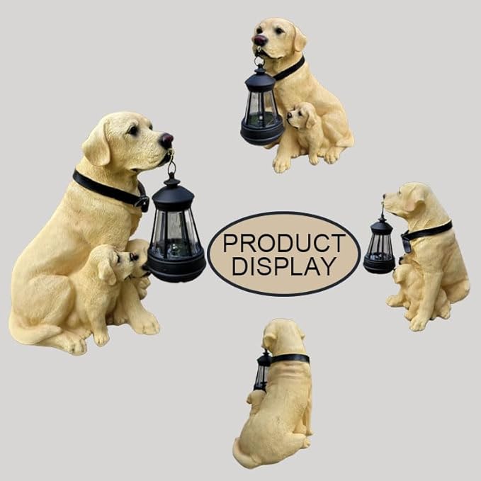 NASKY The Resin Handicraft Solar - Powered Hanging Lamp in The Shape of A Simulated Puppy of The Courtyard is Suitable for Places Such As Courtyards, Gardens and Balconies (Labrador)