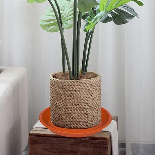 Plant Saucer Pot Tray 10 inch, 2 Packs Plant Drainage Trays, Plastic Flower Planter Saucers and Drip Trays for Indoors, Heavy Durable Plant Plate Water Catcher (Terracotta)