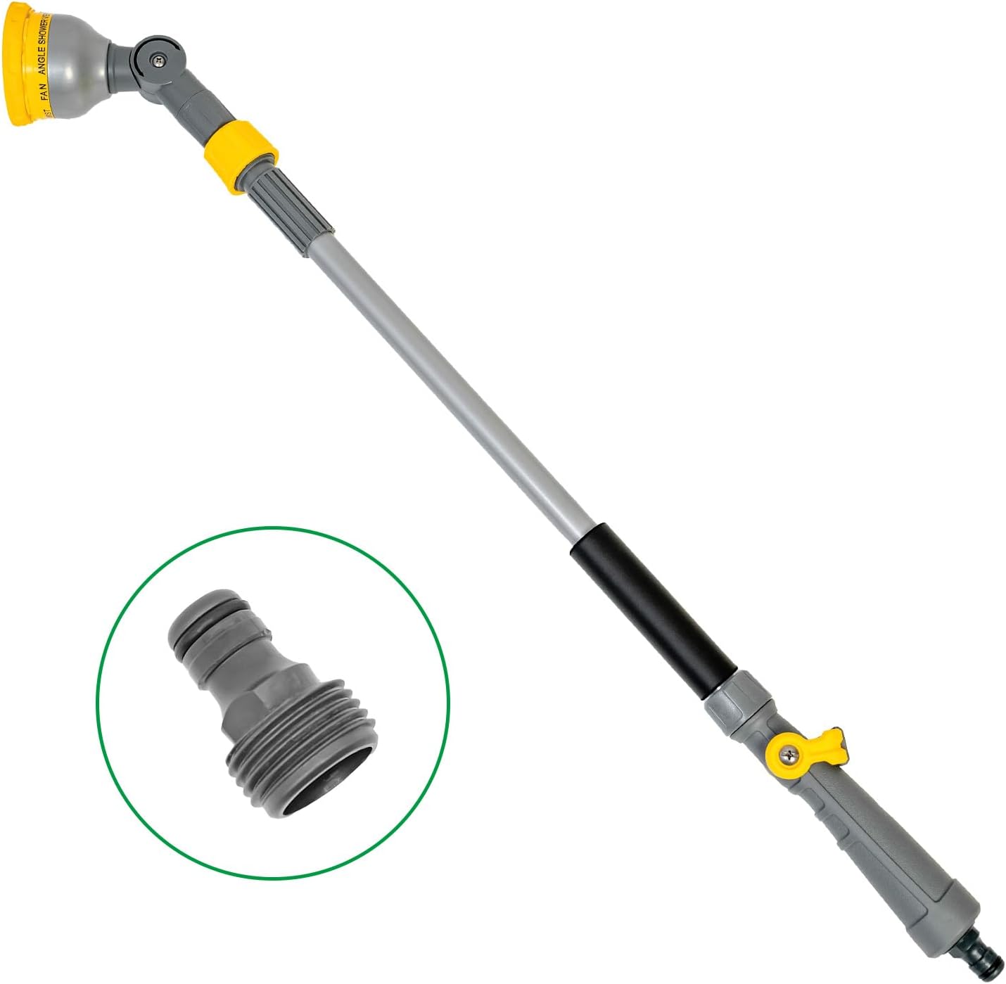 29”-43”Long Telescopic Tube Metal Watering Wand,Water Hose Sprayer Nozzle,180° Swivel Head|10 Spray Patterns|Flow Control, Perfect Garden Hose Wand to Water Hanging Baskets, Shrubs