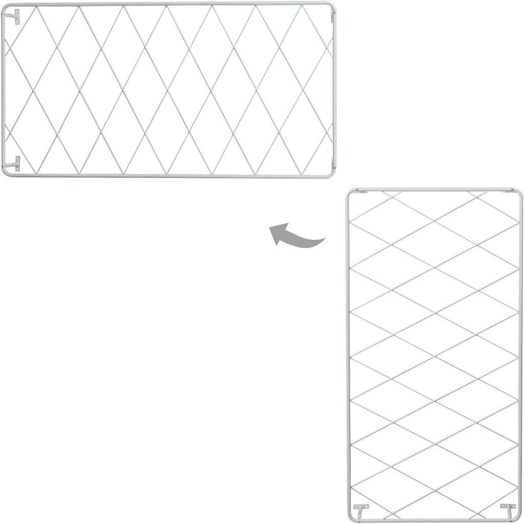 MyGift 50 by 24 Inch Single Panel Wall Mounted Garden Trellis with Metal Diamond Screen, Hanging Lattice Support Frame for Outdoor or Indoor Climbing Plant Vines (Matte White, 1 pc)