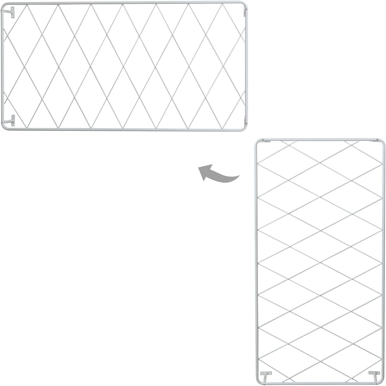 MyGift 50 by 24 Inch Single Panel Wall Mounted Garden Trellis with Metal Diamond Screen, Hanging Lattice Support Frame for Outdoor or Indoor Climbing Plant Vines (Matte White, 1 pc)