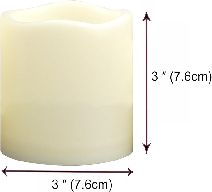 CANDLE CHOICE Waterproof Outdoor Battery Operated Flameless Candles with Timer Flickering Plastic Resin Electric LED Pillar Lights for Lantern Patio Garden Wedding Party Decorations 3x3 Inches 2 Pack