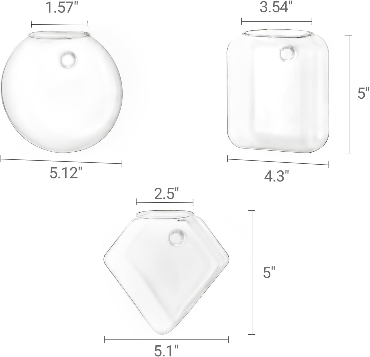 Mkono Wall Planter Propagation Stations Hanging Glass Terrariums Vase Container for Propagating Hydroponic Plants Flowers Home Office Living Room Bathroom Garden Decor, 3 Pack