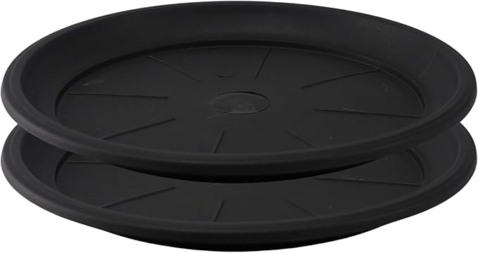 11" Decorative Heavy Duty Tray/Saucer (2 Pack) Pot/Planter Base for Indoor/Outdoor Decor (11 inches, Black)
