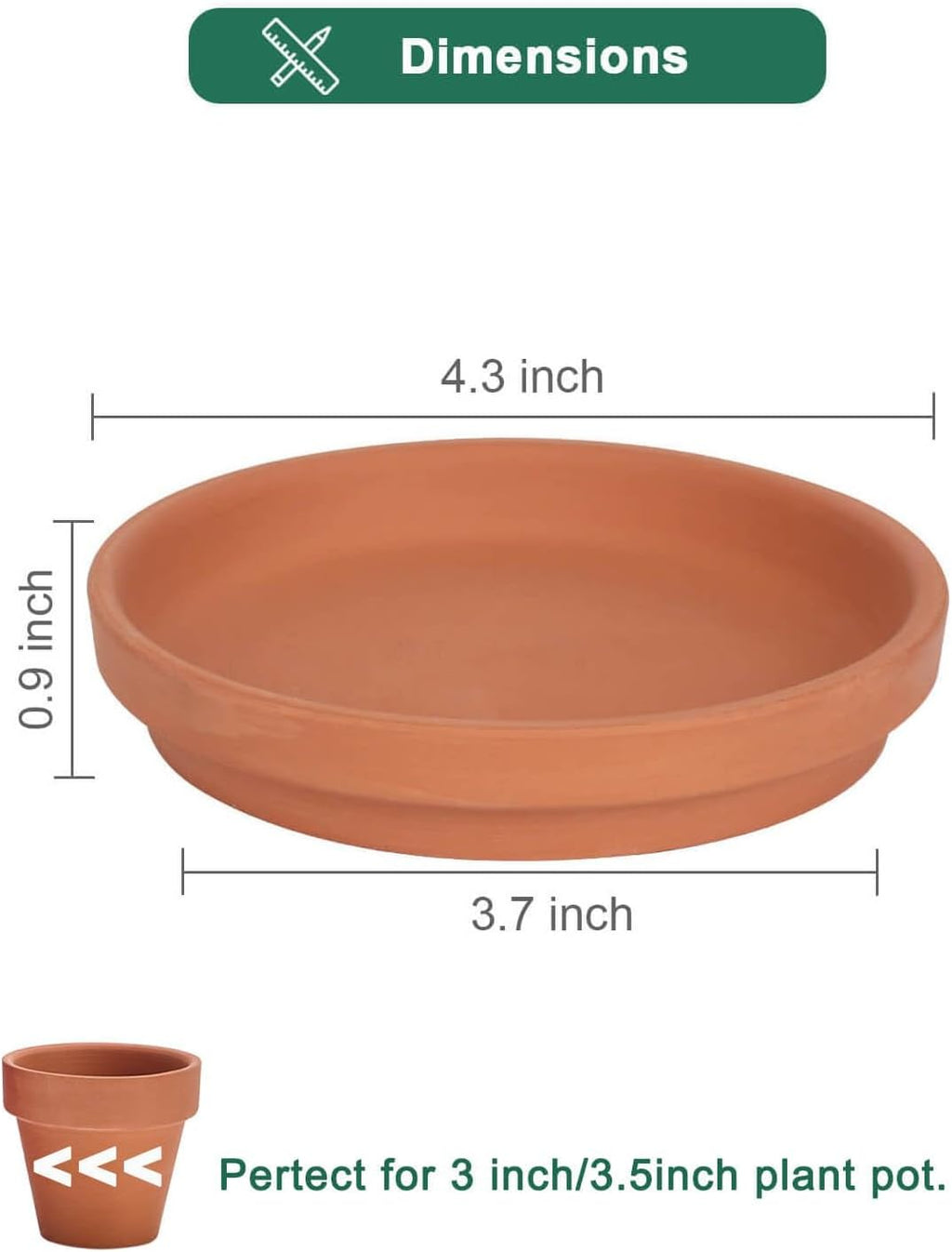 vensovo 4 Inch Terracotta Plant Saucer Pots Tray - 6 Pcs Round Planter Saucers for Indoor & Outdoor Plants, Small Clay Trays Perfect for 3 Inch 3.5 Inch 4 Inch Flower Pot