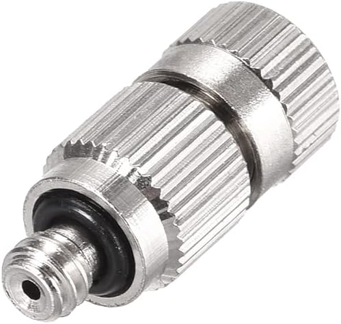 uxcell Brass Misting Nozzle - 3/16-inch Threaded 0.3mm Orifice Dia Fogging Spray Head for Outdoor Cooling System - 5 Pcs Silver Tone