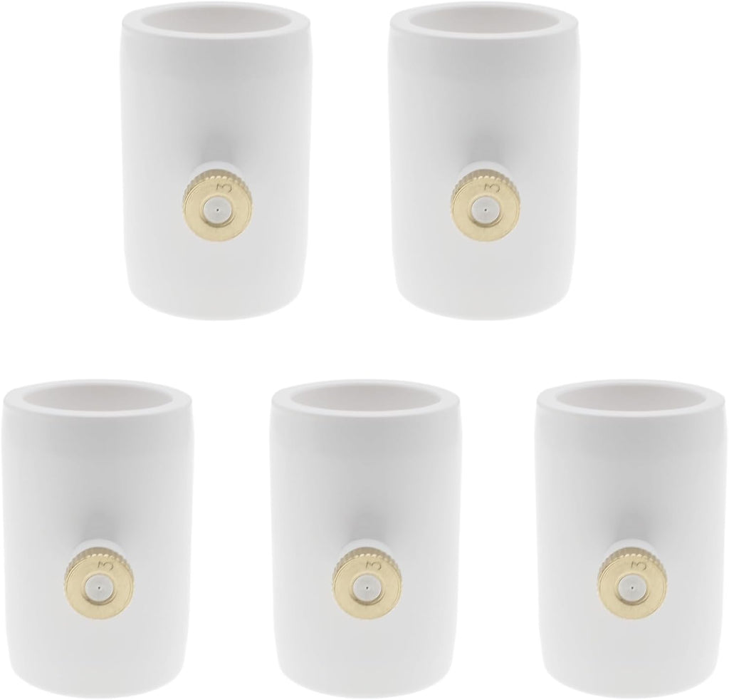 5 Pcs PVC Mist Nozzle Coupling with Brass Mist Nozzle for 1/2 Inch PVC Pipe for Greenhouse Outdoor Misting Cooling System (White)