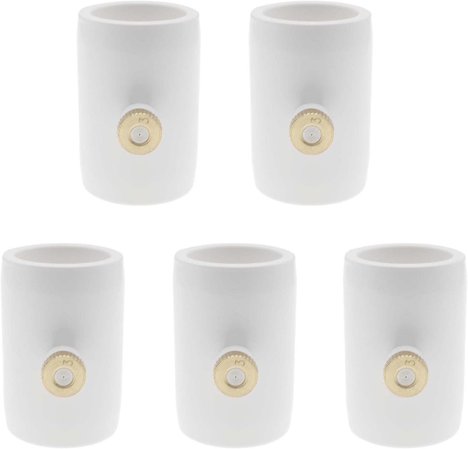5 Pcs PVC Mist Nozzle Coupling with Brass Mist Nozzle for 1/2 Inch PVC Pipe for Greenhouse Outdoor Misting Cooling System (White)