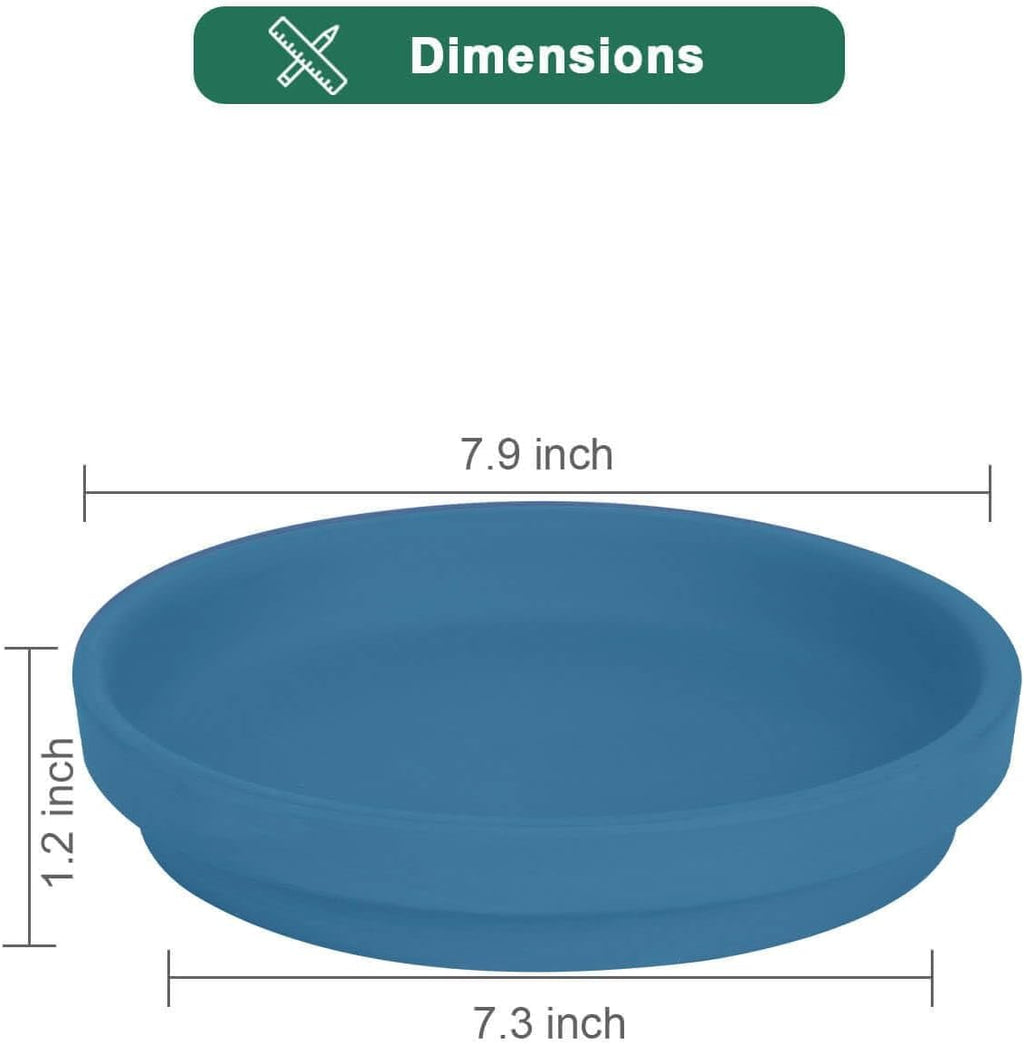 vensovo 8 Inch Steel Blue Terracotta Plant Saucer Pots Tray - 4 Pcs Round Planter Saucers for Indoor & Outdoor Plants, Large Clay Trays Perfect for 7 Inch 7.5 Inch 8 Inch Flower Pot