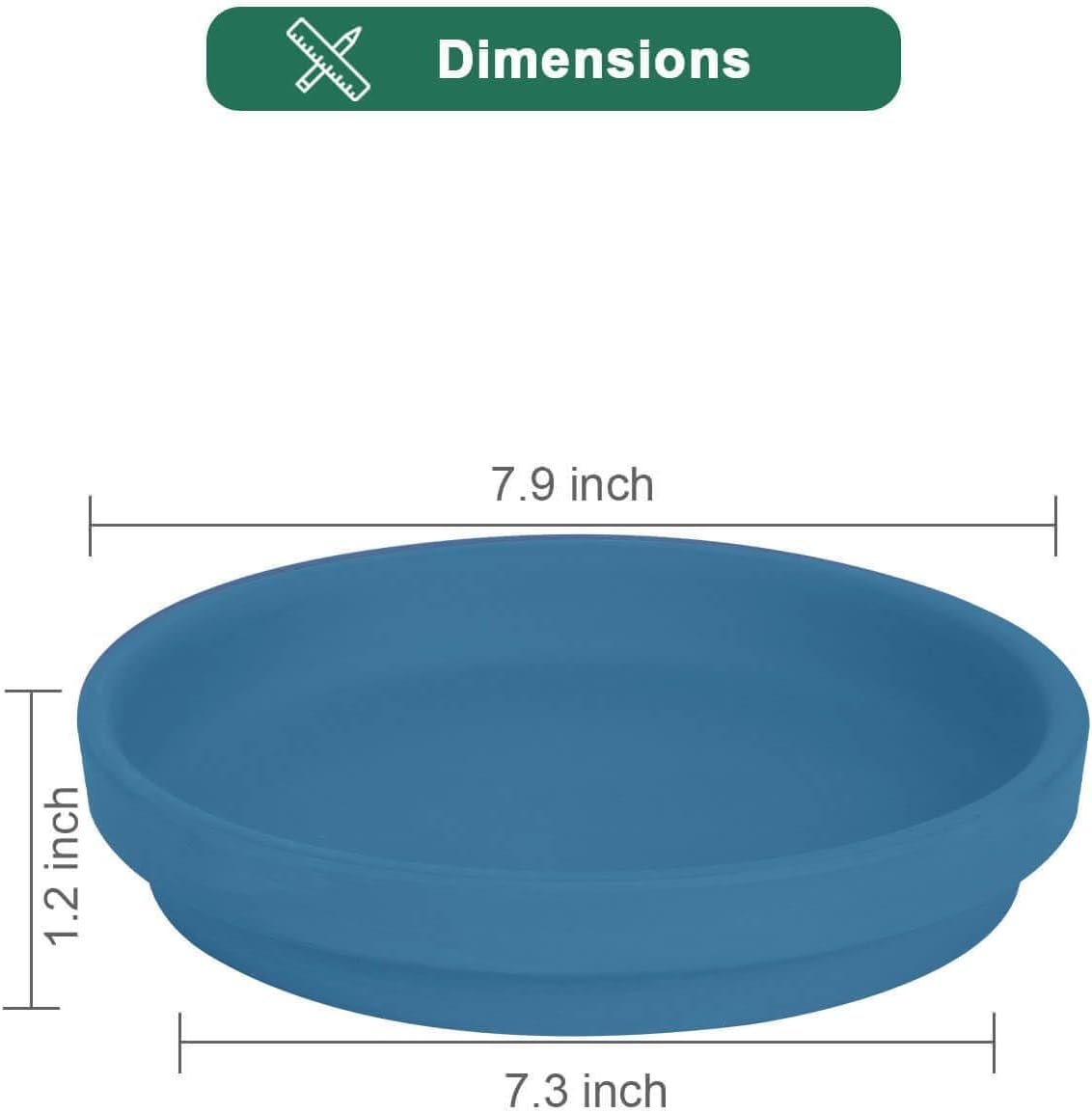 vensovo 8 Inch Steel Blue Terracotta Plant Saucer Pots Tray - 4 Pcs Round Planter Saucers for Indoor & Outdoor Plants, Large Clay Trays Perfect for 7 Inch 7.5 Inch 8 Inch Flower Pot