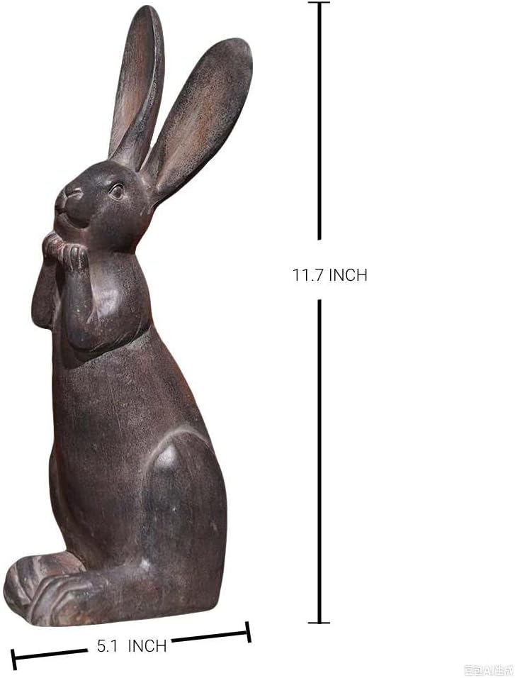 DiliComing Bunny Decor Resin Animals Statue - Garden Decorations Garden Decor for Outside Cute Cheeky Bunny Figurine Statues for Home Decor Outdoor Decor for Porch 5 × 4 × 11 Inch
