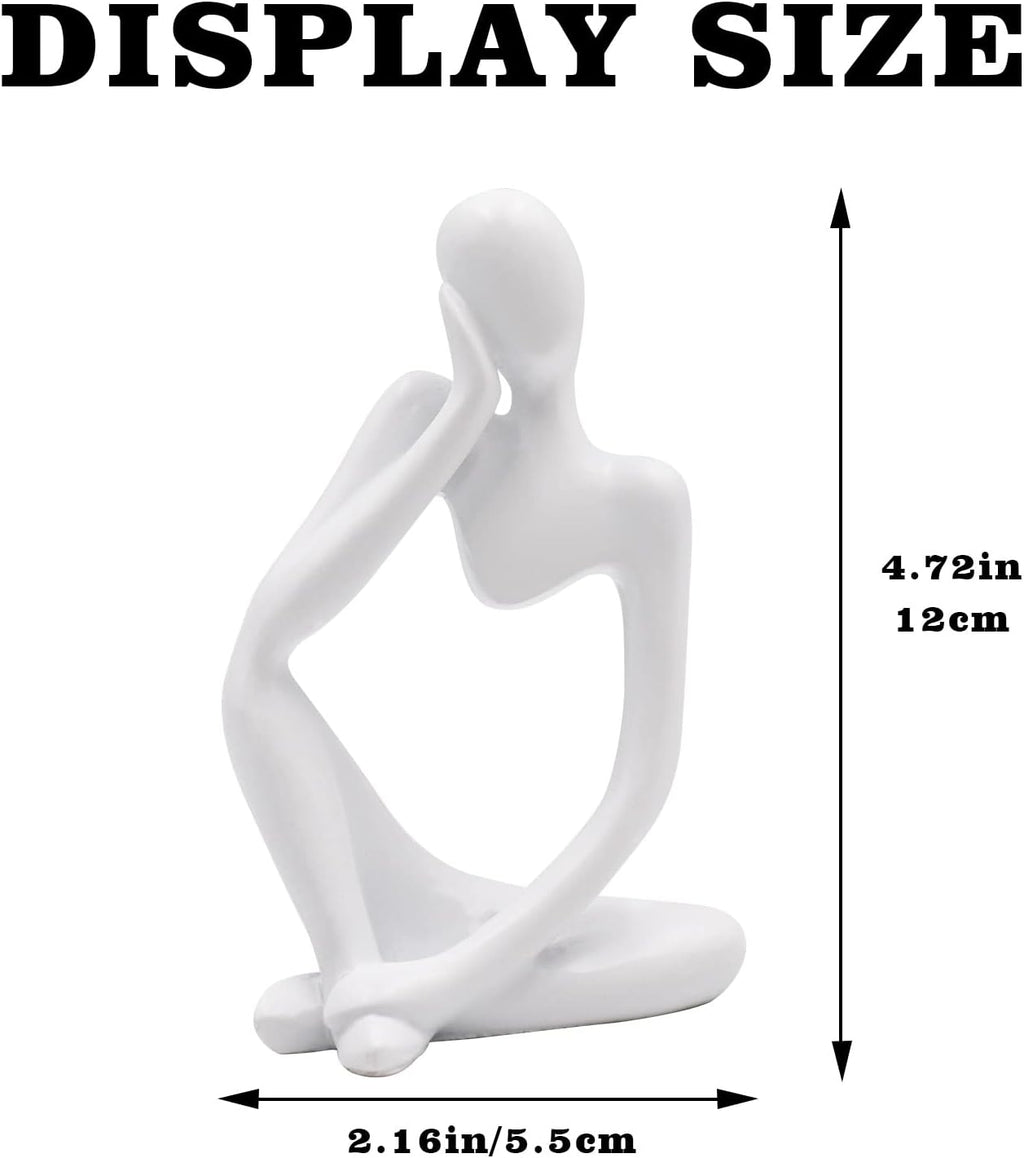 Thinker Statues and Sculptures, Resin Thinker Statue Ornaments, Abstract Style Sculptures, Housewarming Gifts, Housewarming Decorations, Living Room Dining Desk Decorations (White Right, Small)