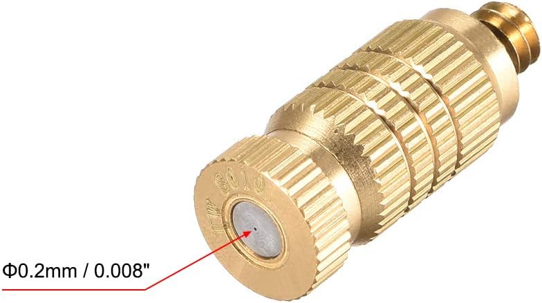 uxcell Brass Misting Nozzle - 3/16-inch Threaded 0.2mm Orifice Dia Fogging Spray Head for Outdoor Cooling System - 5 Pcs Golden