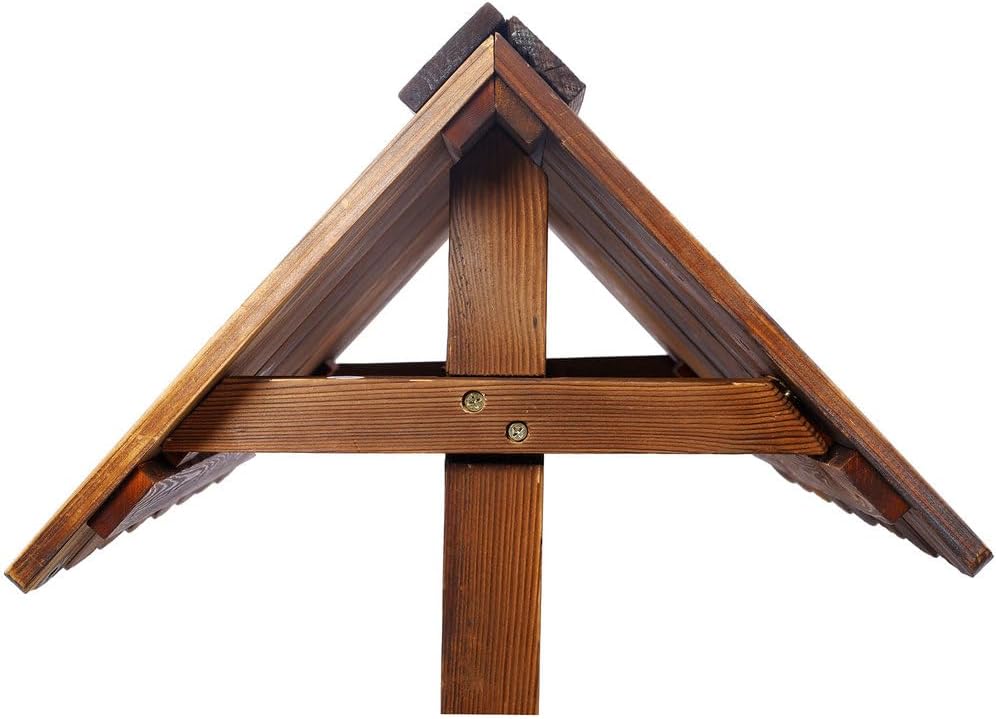 Wooden Wishing Well Planter for Outside with Hanging Bucket & 4 Reinforced Rods, Rustic Garden Yard Patio Decor, Extra-Large 25" x 25" x 53" Well Cover, Deep Carbonized Fir, Brown