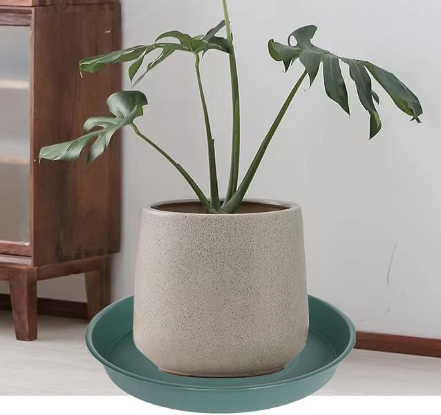 4 Pack of 16 17 inch Plant Saucer (15 inch Base), 2.3" Depth, Heavy Duty Deep Plant Trays for Pots, Bird Bath Bowls, Plastic Plant Saucers for Indoors, Drip Trays for Planter (17", Green)